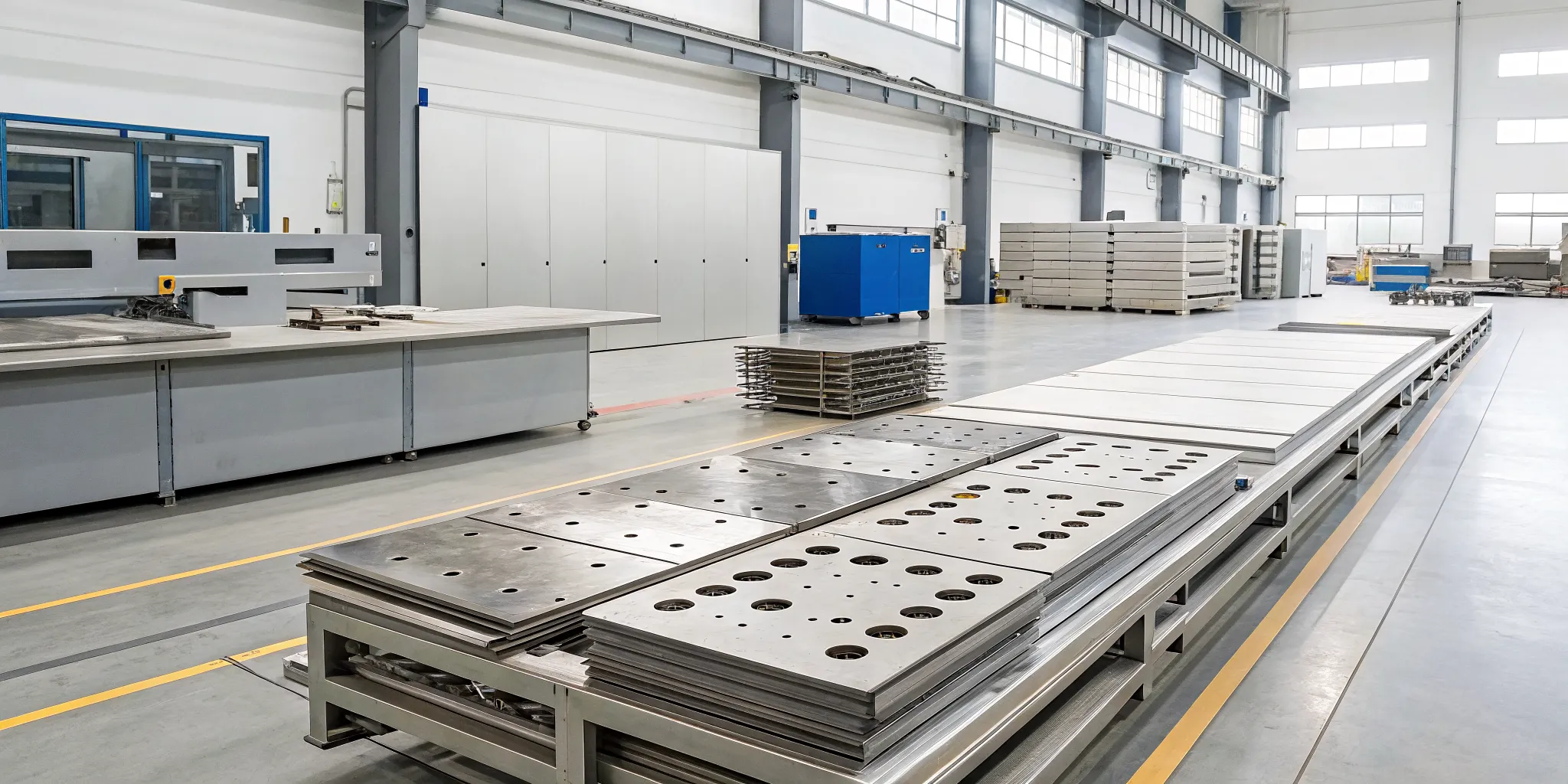 Sheet metal fabrication shop with machinery that influences the final project cost.