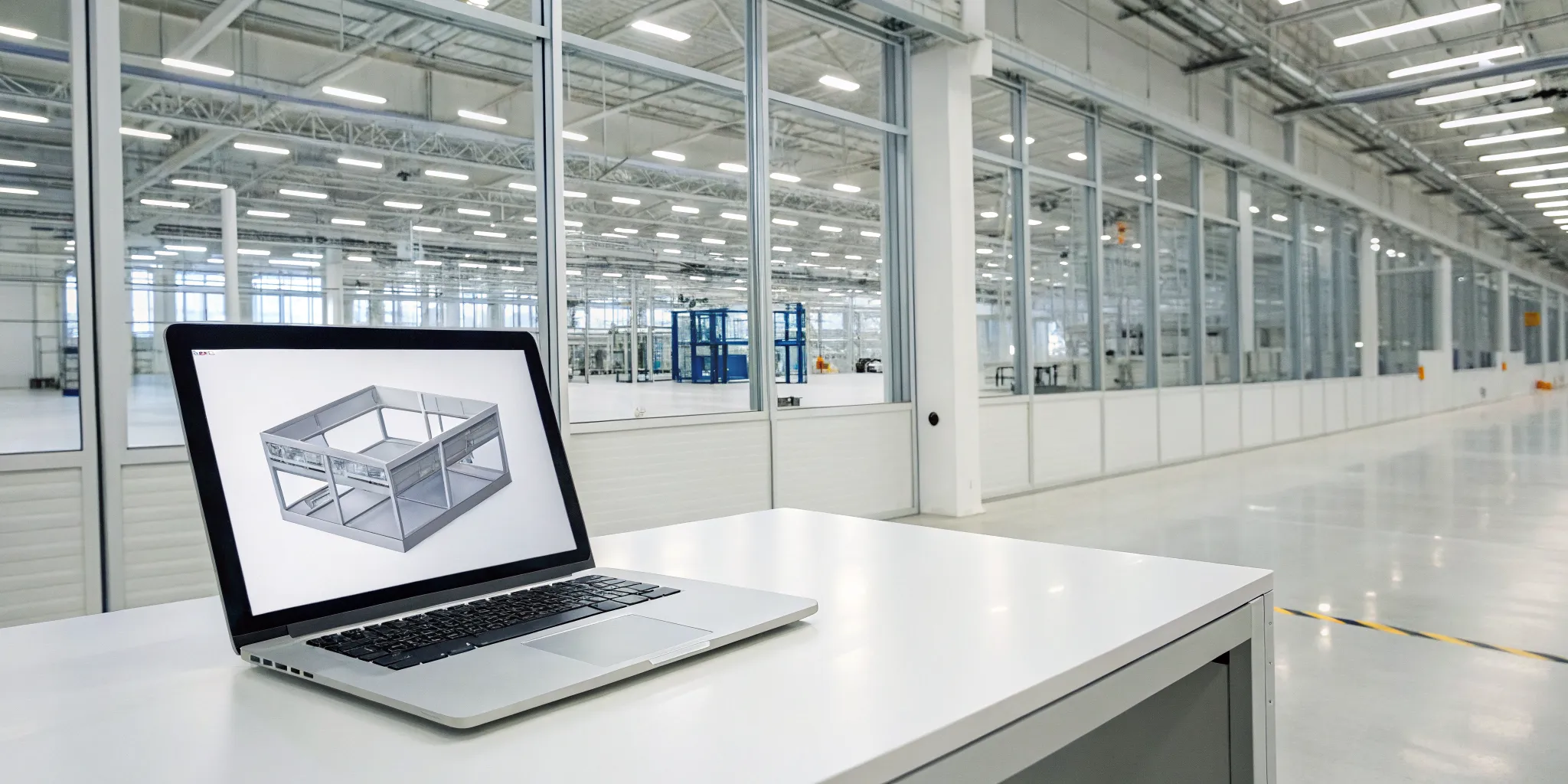 Using a 3D model on a laptop to get a fast quote for a sheet metal prototype.