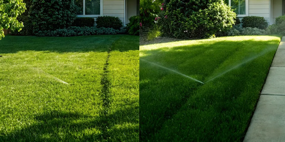 Liquid aeration vs core aeration treatment on a healthy lawn