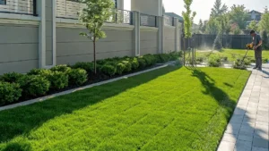 Professional mosquito treatment applied to a lush green yard