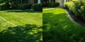 Healthy lawn illustrating pre-emergent and post-emergent weed control