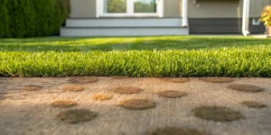 Lawn disease patches on a green lawn