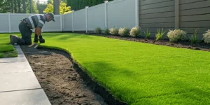Lawn Doctor alternative professional inspecting healthy turf